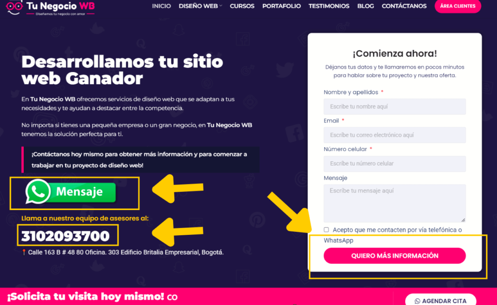 botones y enlaces tunegociowb