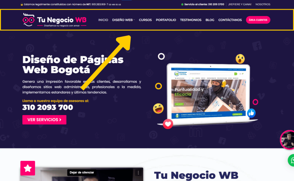 ejemplo encabezado tunegociowb